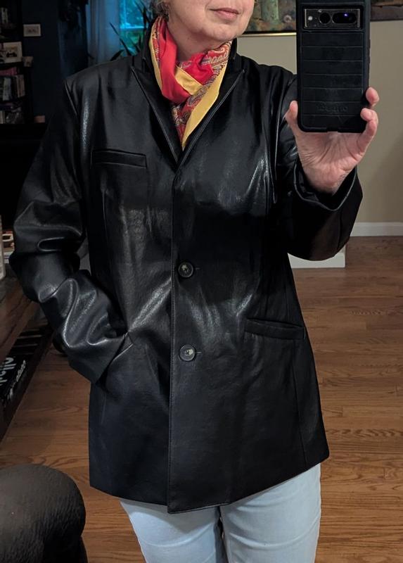 Customer photo for "Faux leather blazer"