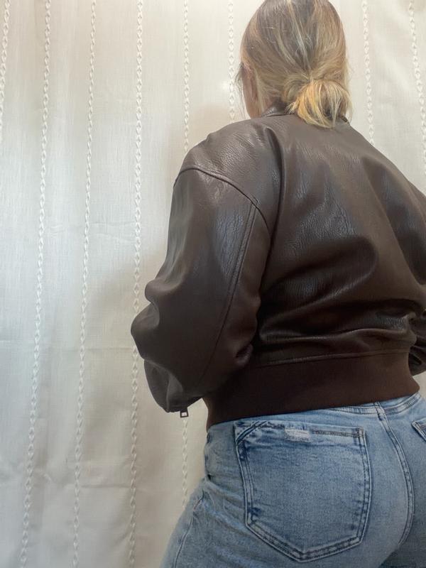 Customer photo for "Perfect leather crop jacket for Fall"