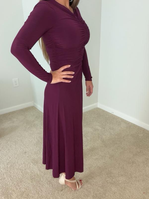 Customer photo for "The fit of the dress is flattering and the color is beautiful."