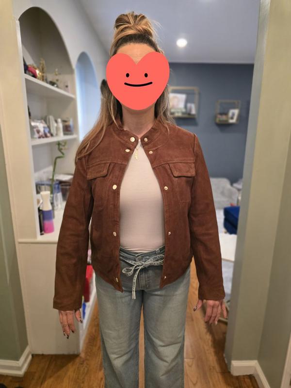 Customer photo for "Great suede jacket for fall"