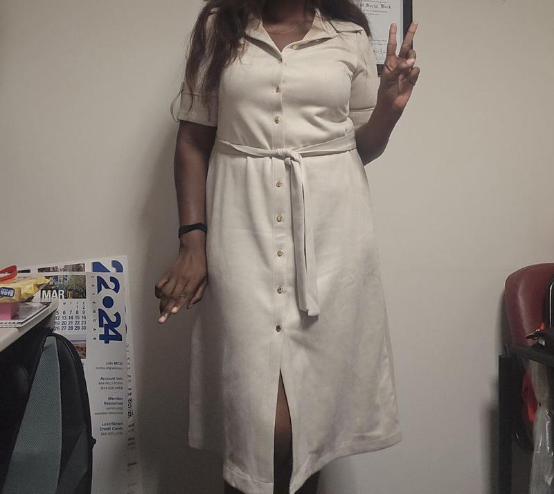 Customer photo for "Premium Quality and the Perfect Fall Transition Dress"