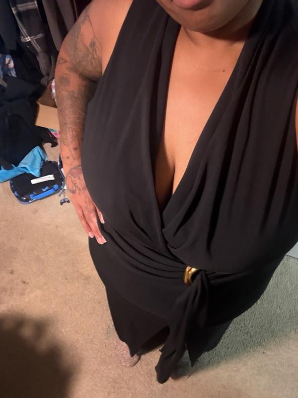 Customer photo for "Elegant, flattering black dress"