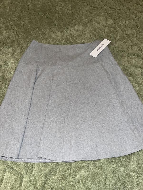Calvin Klein Womens X Fit Slim Fit Plaid Faux Wrap Skirt Charcoal Size 2 main image 1