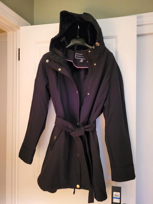 Tommy Hilfiger Women s Hooded Belted Softshell Raincoat Macy s