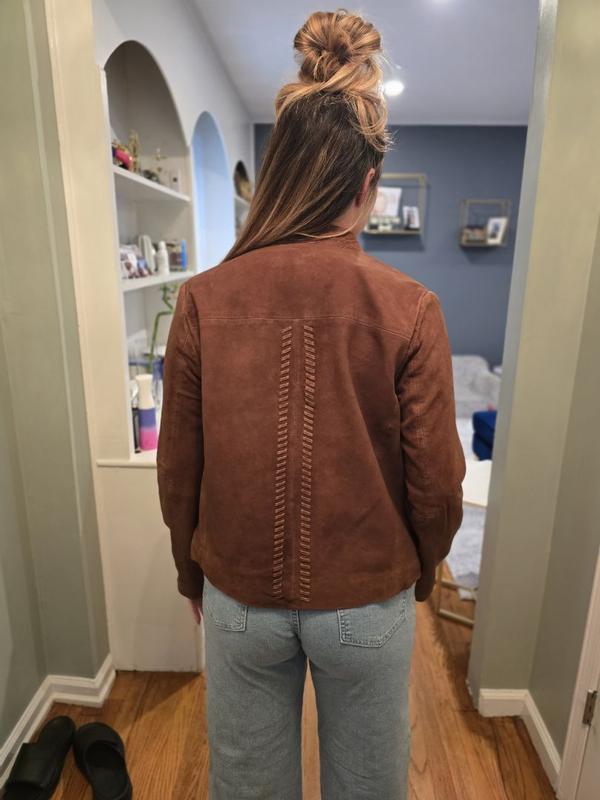 Customer photo for "Great suede jacket for fall"