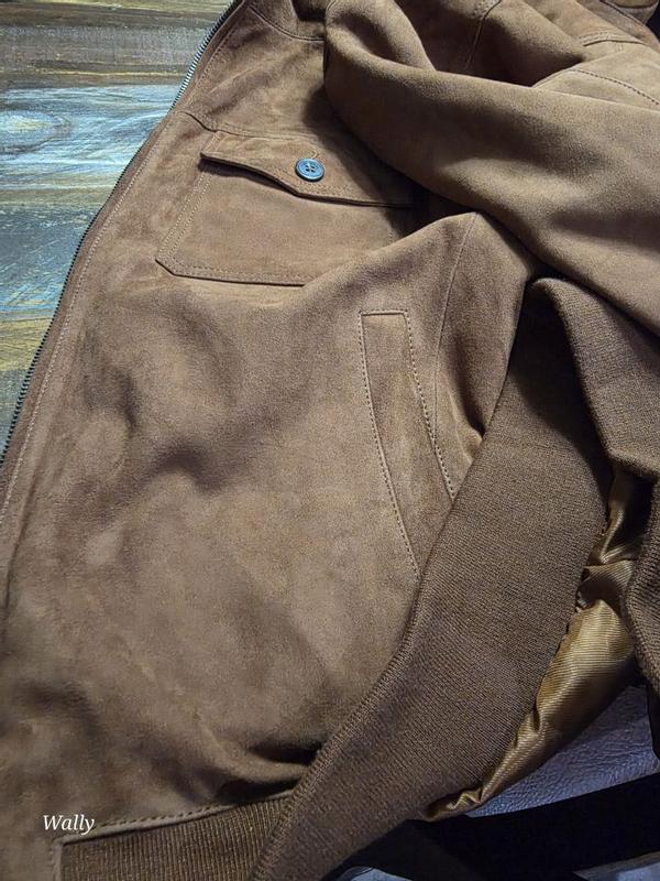 Customer photo for "Cole Haan definitely outdid themselves with this smooth bomber jacket!"