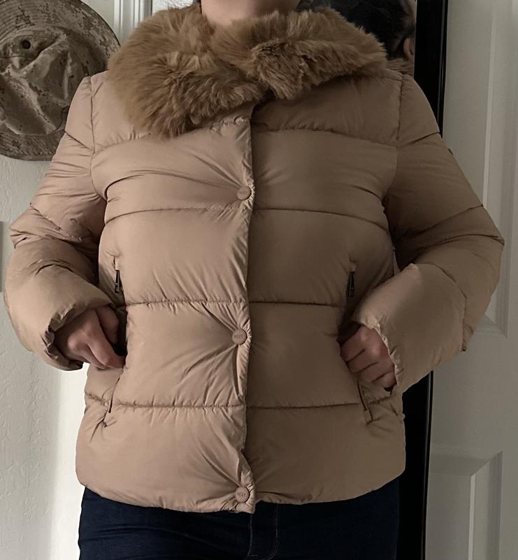 DKNY Women's Faux-Fur-Trim Collar Puffer Coat Macy's