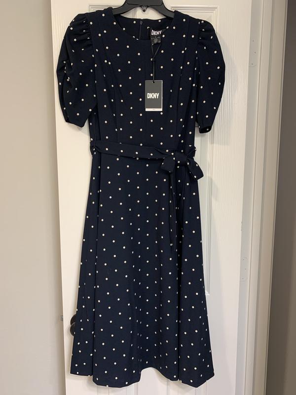 Sold DKNY black and gold polka dot dress, size 12 NWT