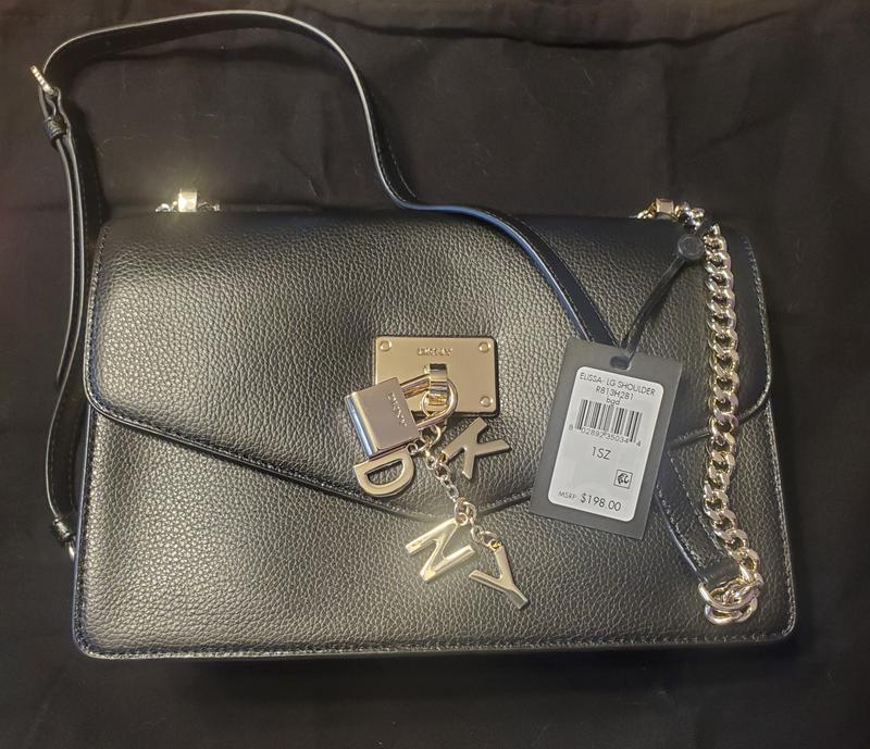 DKNY Elissa Leather Graffiti Logo Chain Strap Shoulder Bag
