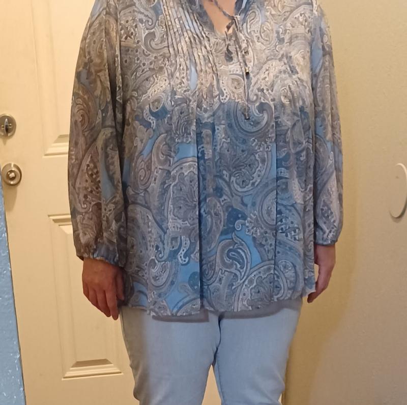 売れ筋商品|||トミー ヒルフィガー カットソー トップス レディース Plus Size Paisley Pintuck-Front Tunic, Exclusively at Macy's Blue Haze Multi Tommy Hilfiger Plus Size Paisley Pintuck-Front Tunic