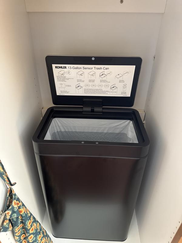 KOHLER Black Stainless Steel Wastebasket 23825-BST at Lowes.com
