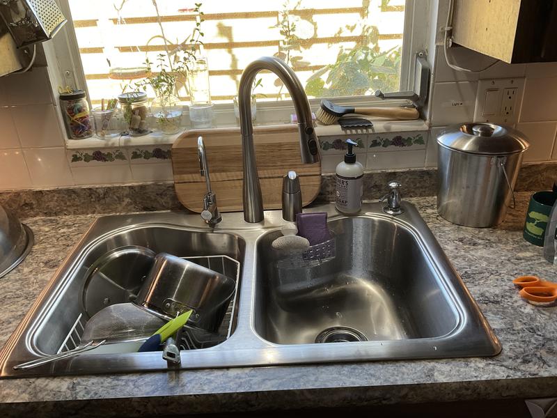 Our new Kohler sink and faucet in use!