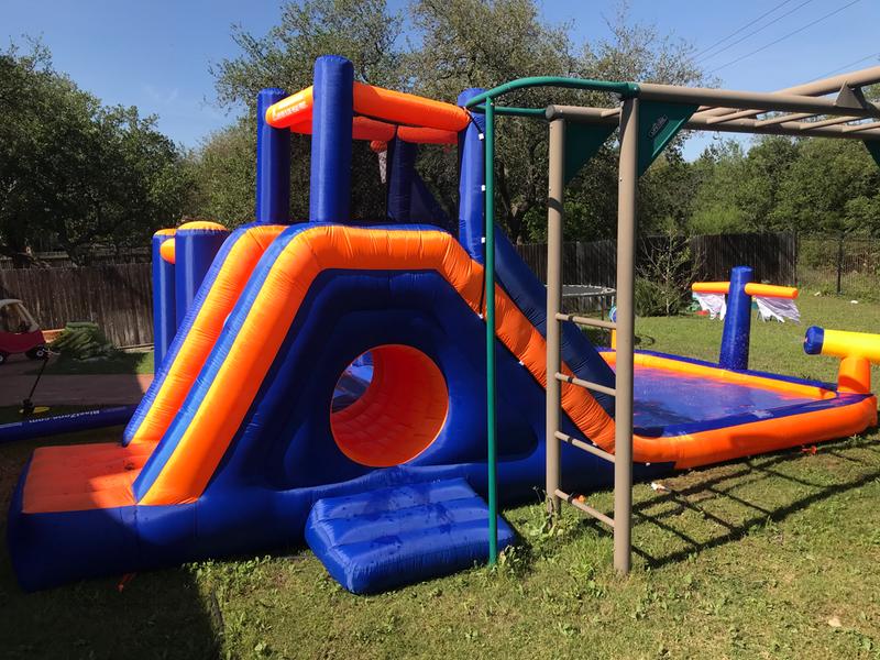 blast zone pirate bay inflatable combo bounce and slide water park