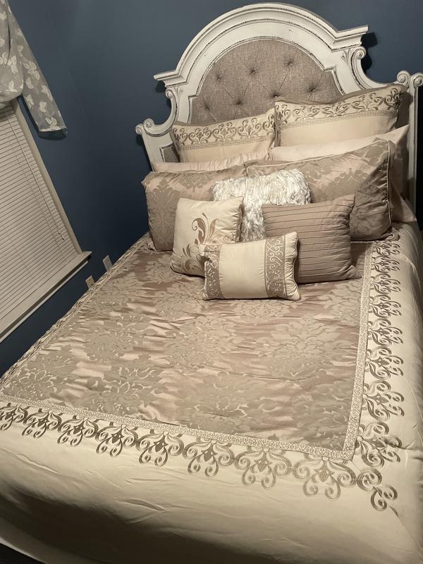 Hillcrest Set of 10 King Riverbrook Home Polyester Comforter Set Ivory/Gold