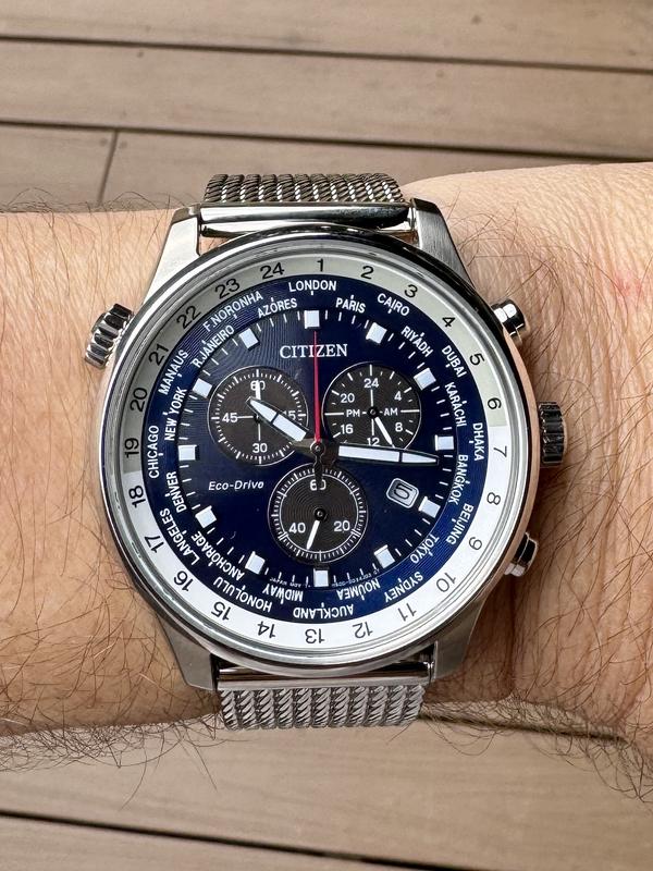 CITIZEN Eco-Drive 腕時計 Citizen Men's 43mm Eco-Drive Stainless Steel Chronograph Blue Dial