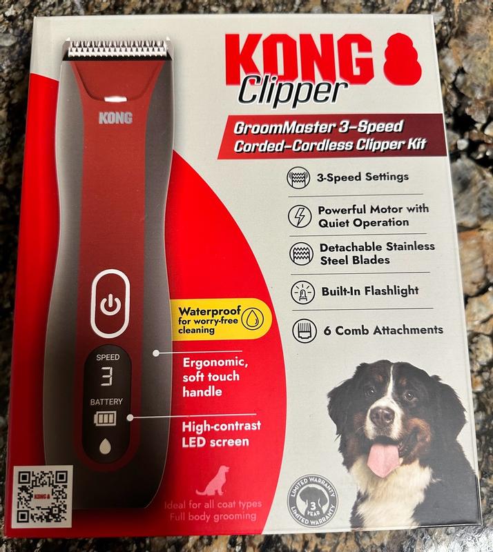 KONG 3-Speed Cordless-Corded Dog Clipper Kit – Waterproof
