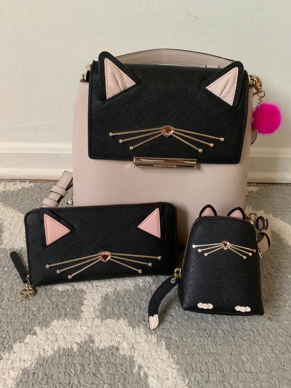 kate spade black cat purse