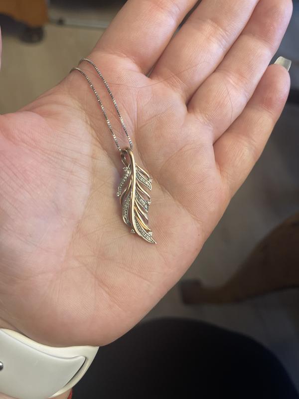 Rose gold feather necklace on sale pandora