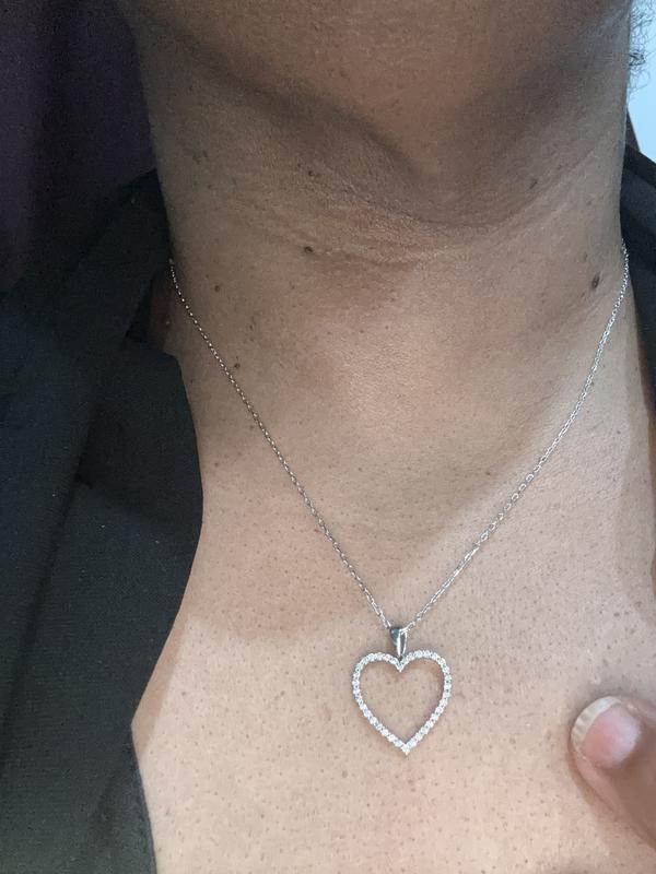 Diamond Heart Necklace 1/4 ct tw Round-Cut 10K White Gold