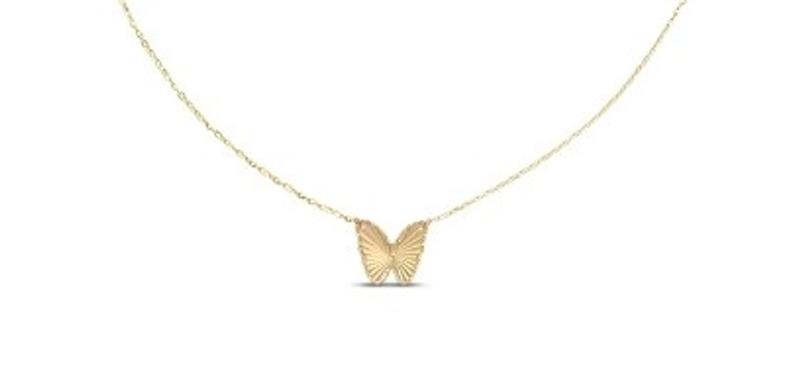 K♡ Diamond-Cut Butterfly Necklace 10K Yellow Gold 18