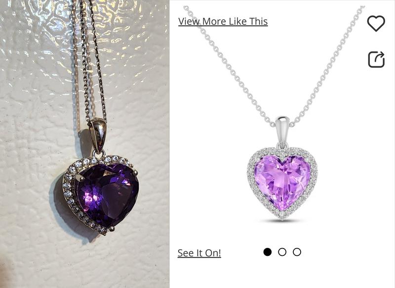 Amethyst & White Lab-Created Sapphire Heart Necklace Sterling Silver 18 ...