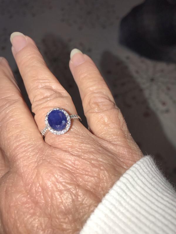 Natural Sapphire Ring 3/8 ct tw Diamonds 14K White Gold | Kay