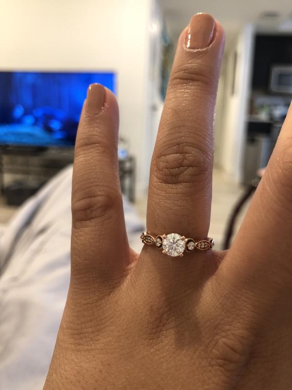 Round Twisted Diamond Engagement Ring In 14K Rose Gold