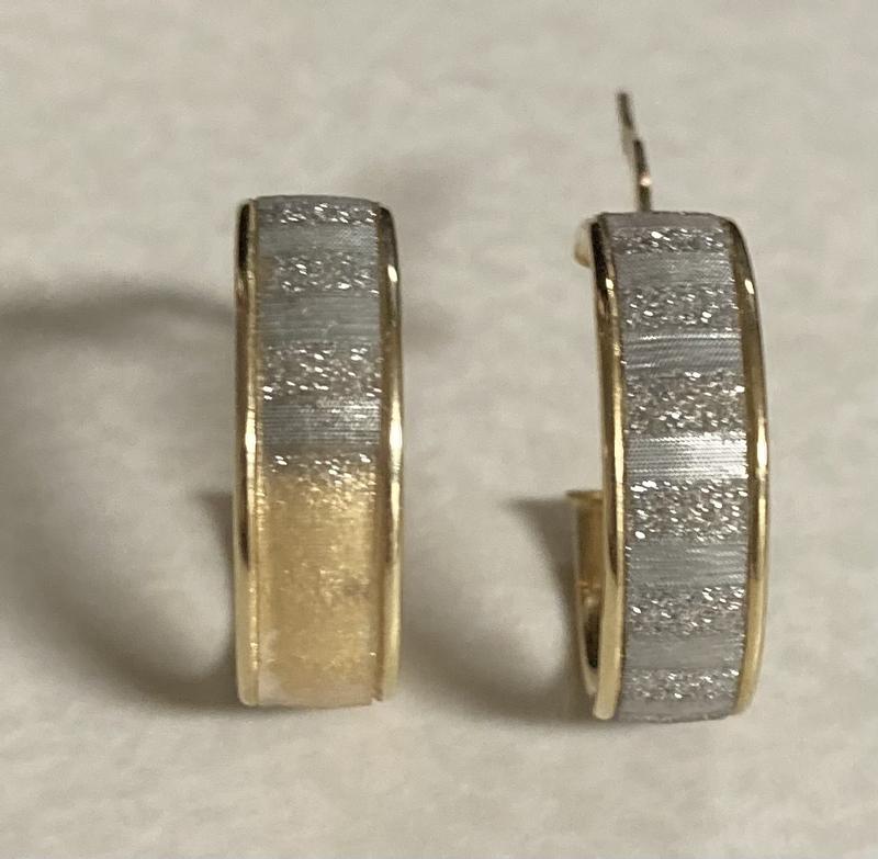 Italian Andiamo 14kt Yellow Gold Over Resin Wide Huggie Hoop Earrings. 3/4