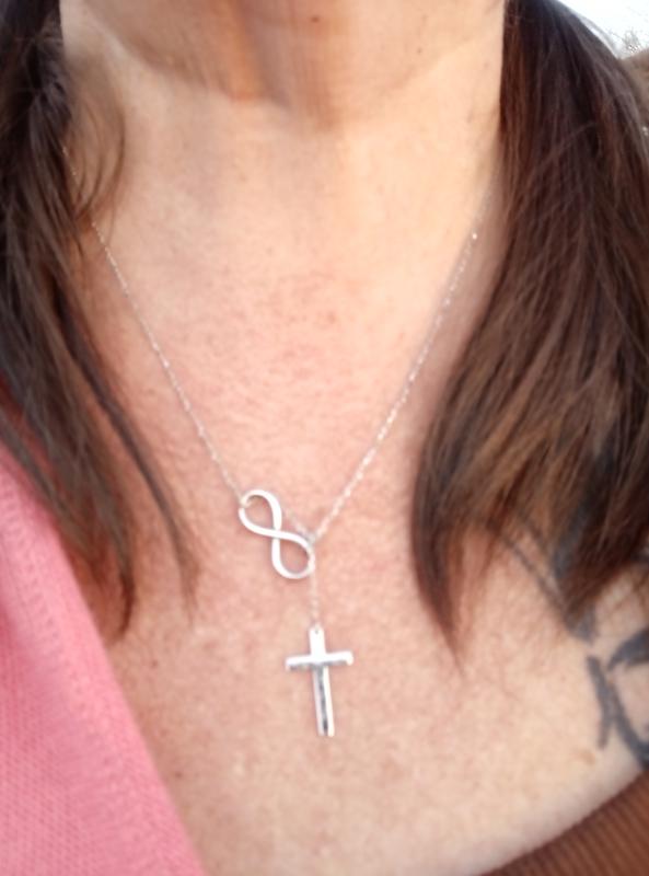 Poxtex Gold Infinity Necklace For Womens 14K Dainty Cross Pendant Necklaces Non Tarnish Golden Necklace Simple Choker Minimalist Jewelry Faith Cross - Foto 4