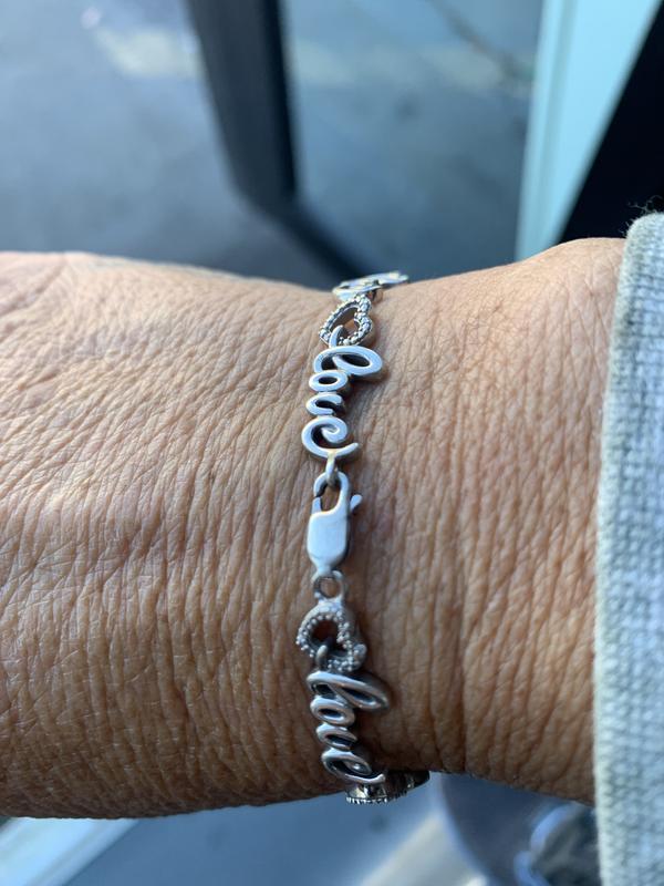 Diamond Love Bracelet Sterling Silver 7.25