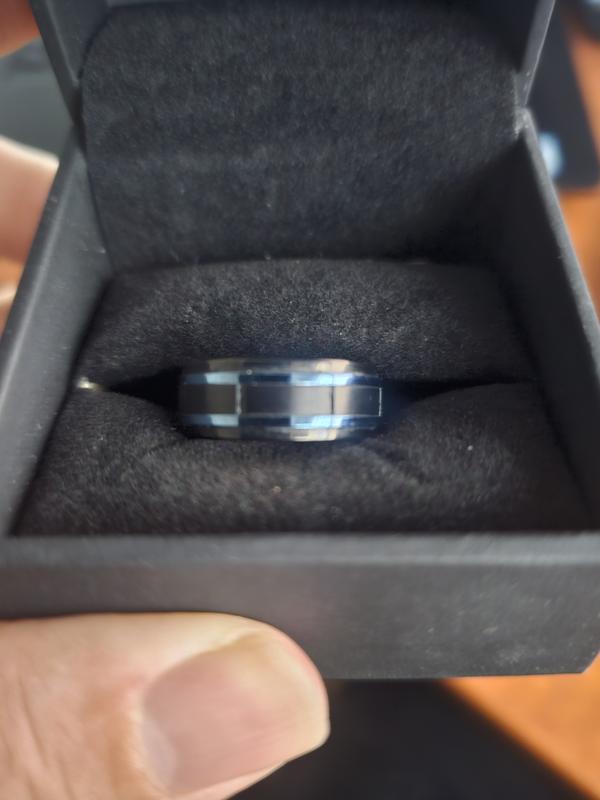 Men's Wedding Band Black/Blue Ion-Plated Stainless Steel 8mm | Kay