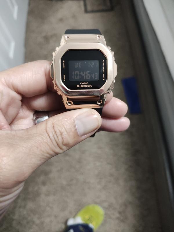 Ladies' Casio G-Shock Digital Rose Gold-Tone and Black Resin Strap Watch  GMS5600PG-1