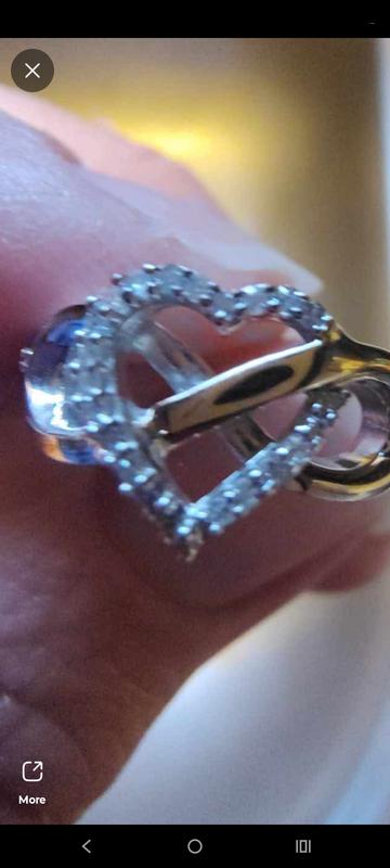 Diamond Heart Infinity Ring 1/10 ct tw Sterling Silver & 10K