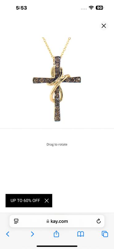 Le Vian Chocolate Diamond Cross Necklace 1/2 ct tw 14K Honey Gold