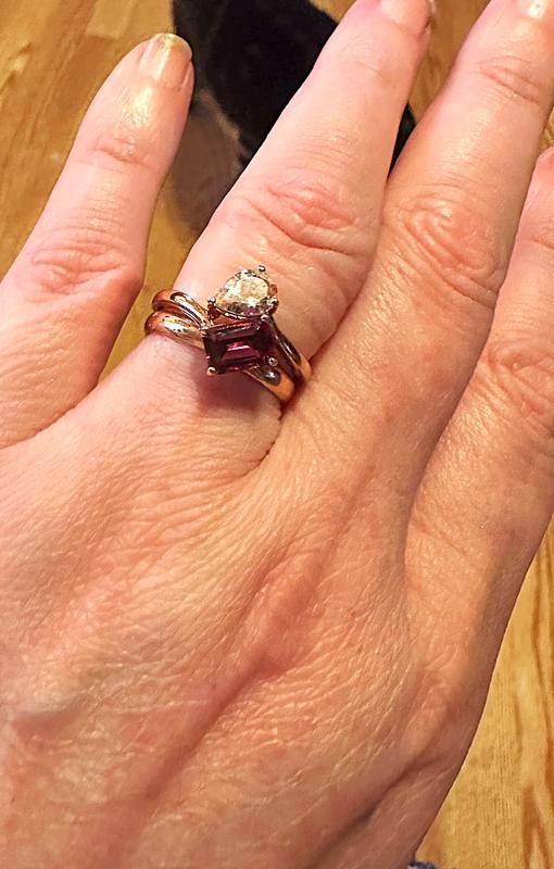 Toi et Moi Pear-Shaped Morganite & Emerald-Cut Rhodolite Garnet