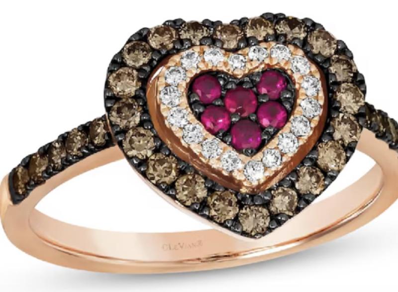 Godiva x Le Vian Ruby Heart Ring 5/8 ct tw Diamonds 14K Strawberry