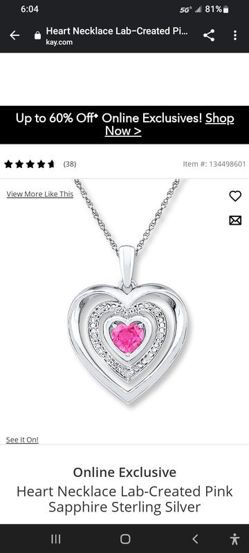 Lab Created Pink Sapphire Heart-Shaped Tennis Necklace