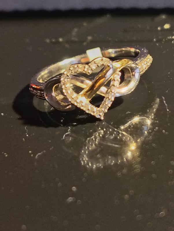 Diamond Heart Infinity Ring 1/10 ct tw Sterling Silver & 10K