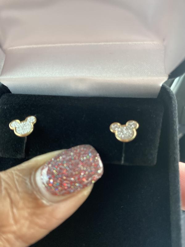 Children's Mickey Mouse Glitter Stud Earrings 14K Yellow Gold | Kay