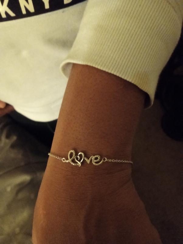 Diamond Love Bracelet Sterling Silver 7.25