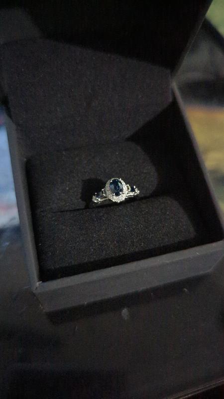 Natural Sapphire Ring 1/8 ct tw Diamonds 10K White Gold | Kay