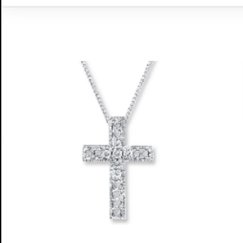 Cross/Heart Necklace 1/20 ct tw Diamonds Sterling Silver