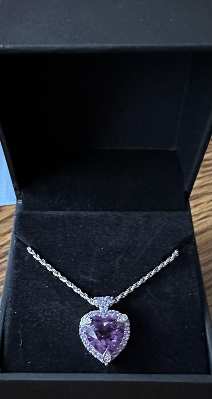 Heart-Shaped Amethyst, Tanzanite & Diamond Accent Necklace 10K