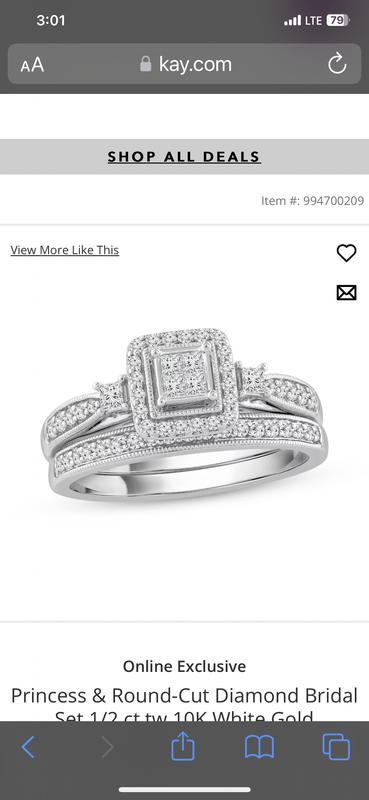 Now + Forever Princess & Round-Cut Diamond Bridal Set 1/2 ct tw