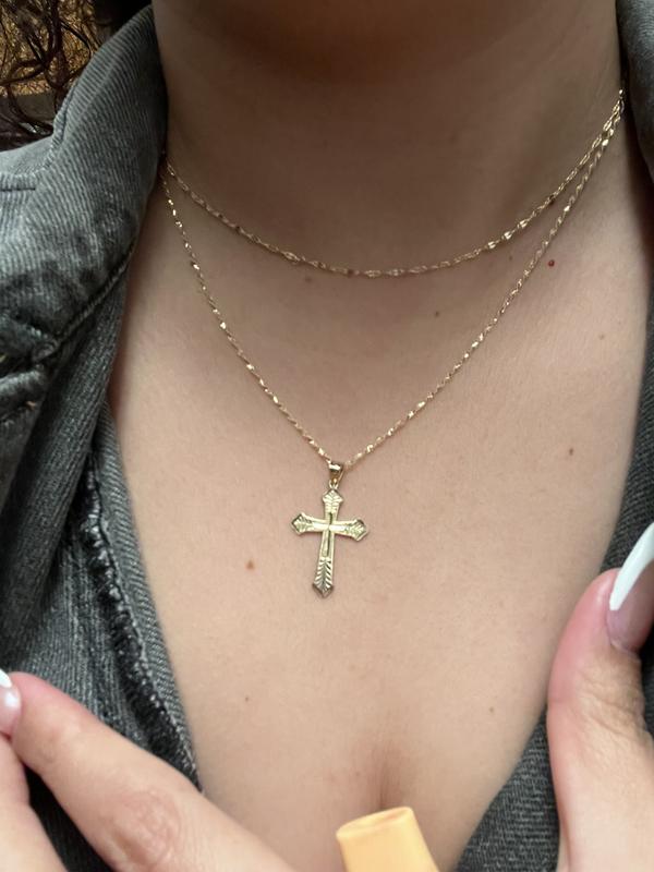 Nugget Cross Charm 10K Yellow Gold