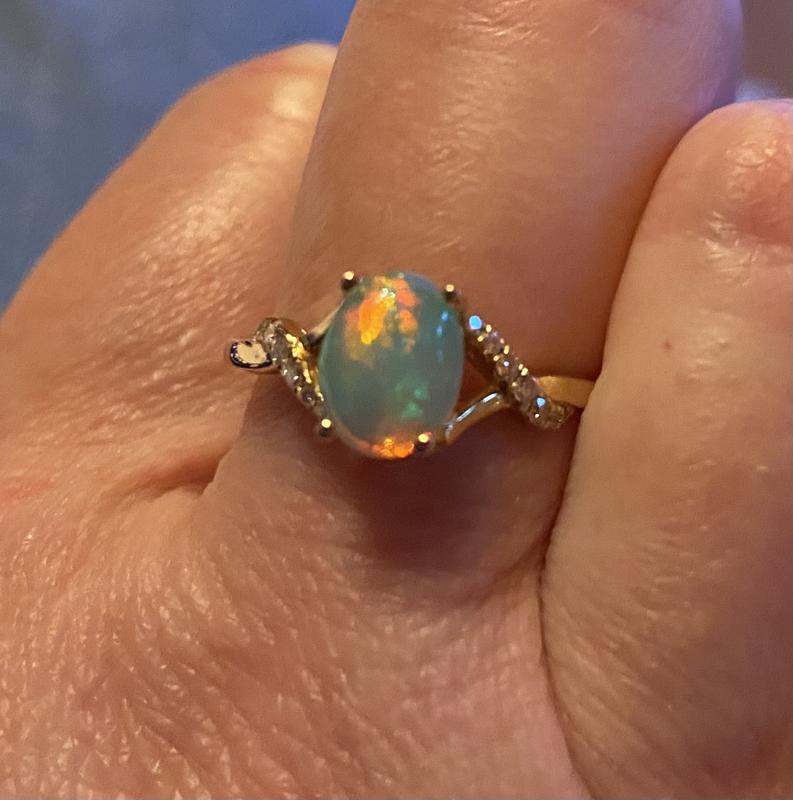 Opal & Diamond Ring 1/15 ct tw Round-cut 10K Yellow Gold | Kay