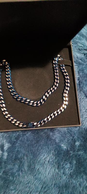 Solid Chain Necklace Stainless Steel/Blue Ion Plating 24