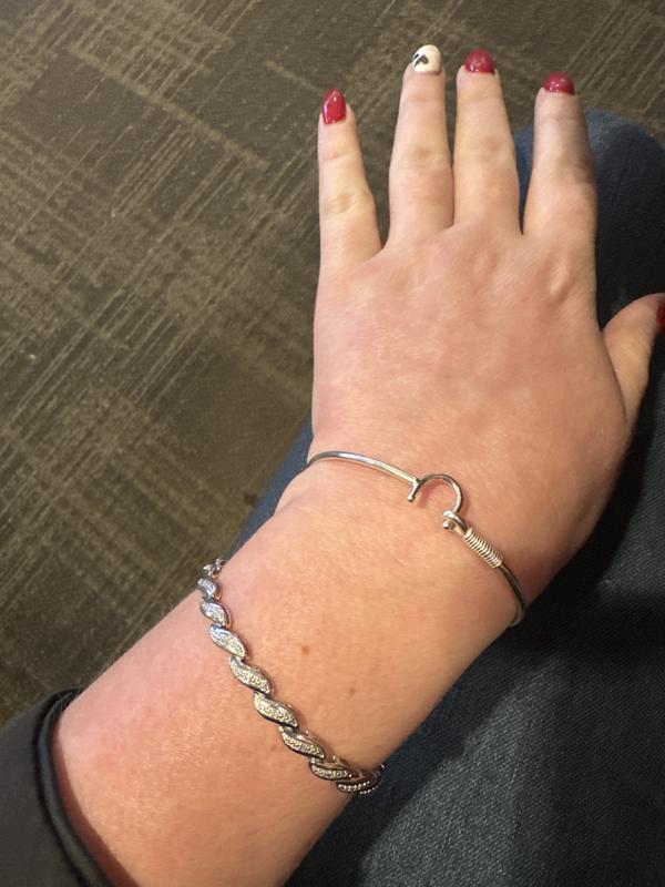 Diamond Wave Link Bracelet 1/10 ct tw Sterling Silver 7