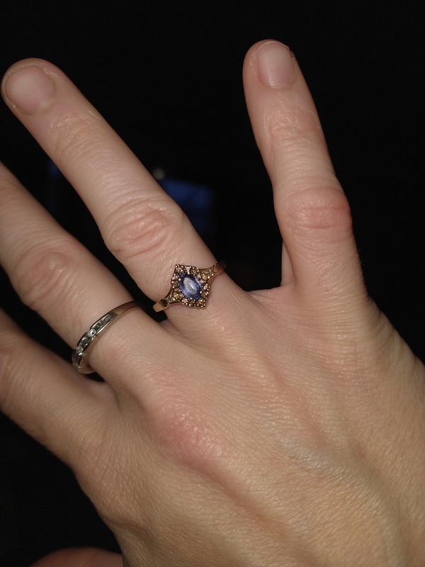 Le Vian Diamond & Blue Sapphire Ring 1/6 ct tw 14K Honey