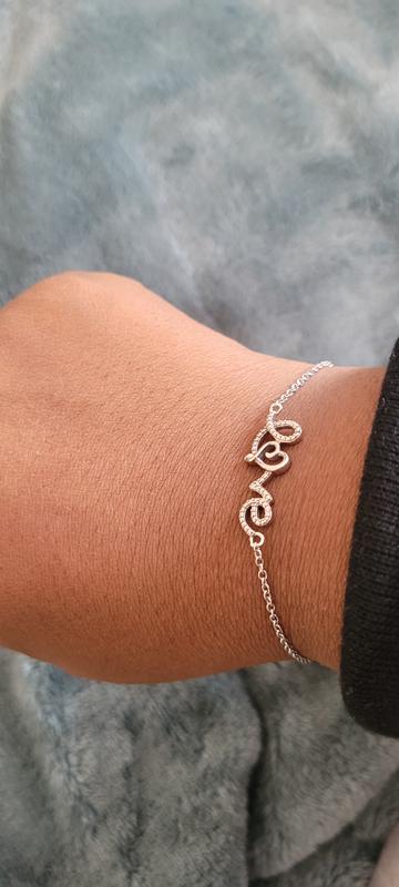 Diamond Love Bracelet Sterling Silver 7.25